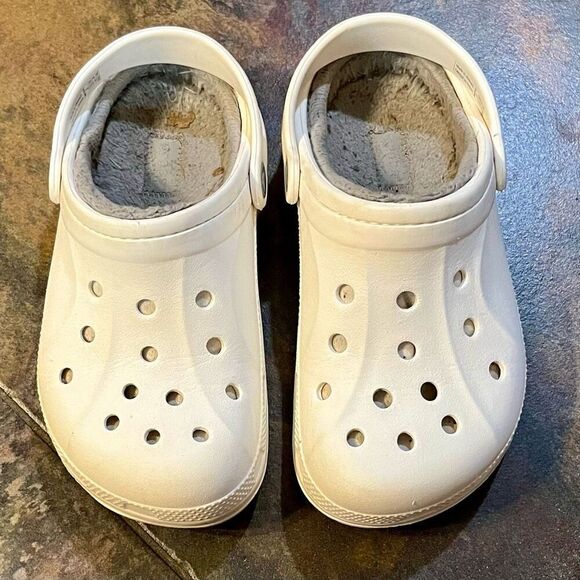 Crocs Kids White Lined Slingback Clogs 3 J 5 - Picture 2 of 12